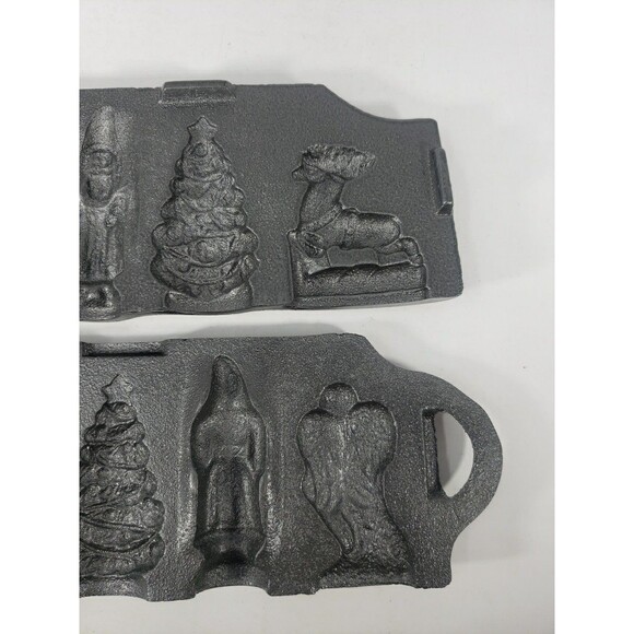 John Wright Cast Iron Christmas Candy Mold VTG Reindeer Angel Tree Santa 1993 - Picture 4 of 14